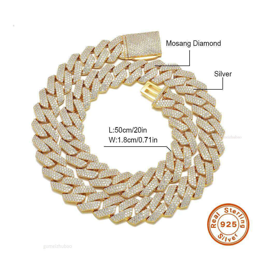 Wholesale Men's Sier Cuban Link Chain Necklace VVS Dia Hip Hop Style 6MM-14MM Moissanite Sizes Vary