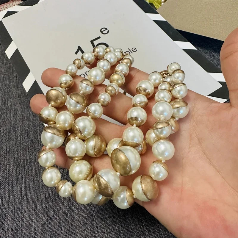 Vintage Elegant Glass Pearl Multilayer Short Necklace for Women Chokers Collares and Bracelet 250716