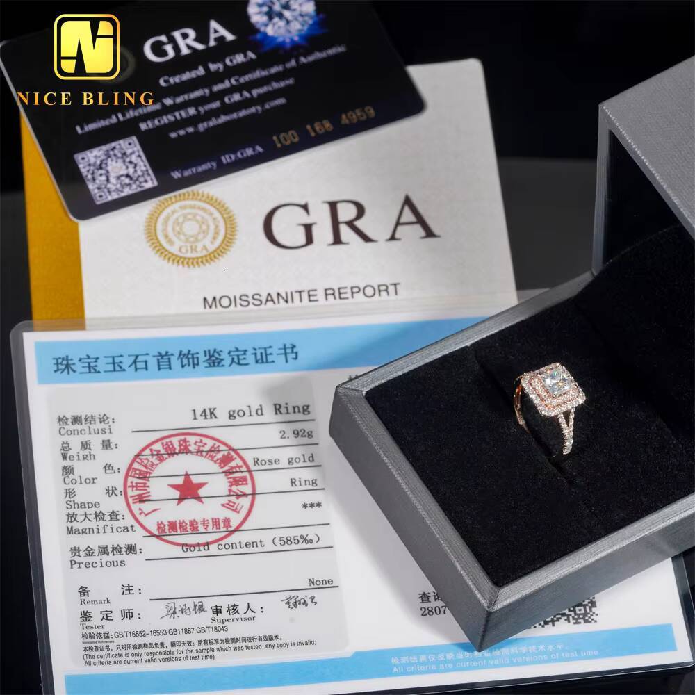 Wholesale Price Diamond Wedding Rings Women 14K Real Gold Princess Cut Ring VVS Moissanite Engagement Ring for Women