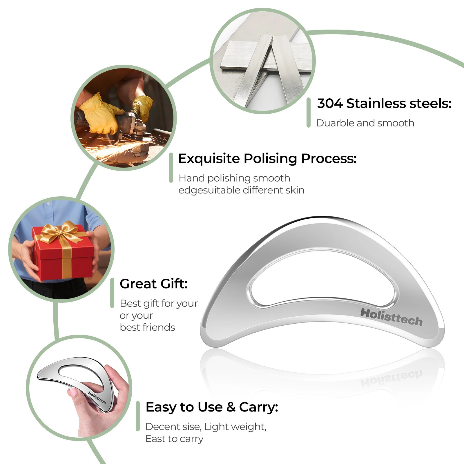 Muscle Gua Sha Tools for IASTM - Stainless Steel Tool for Myofascial and Deep Massage 250716