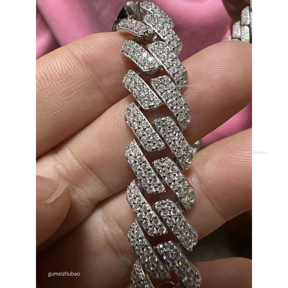 Top Jewelry Necklace Hip Hop jewelry bracelet necklace passes 100% diamond testashionable Pure Sier Moissanite Cuban Chain Necklace