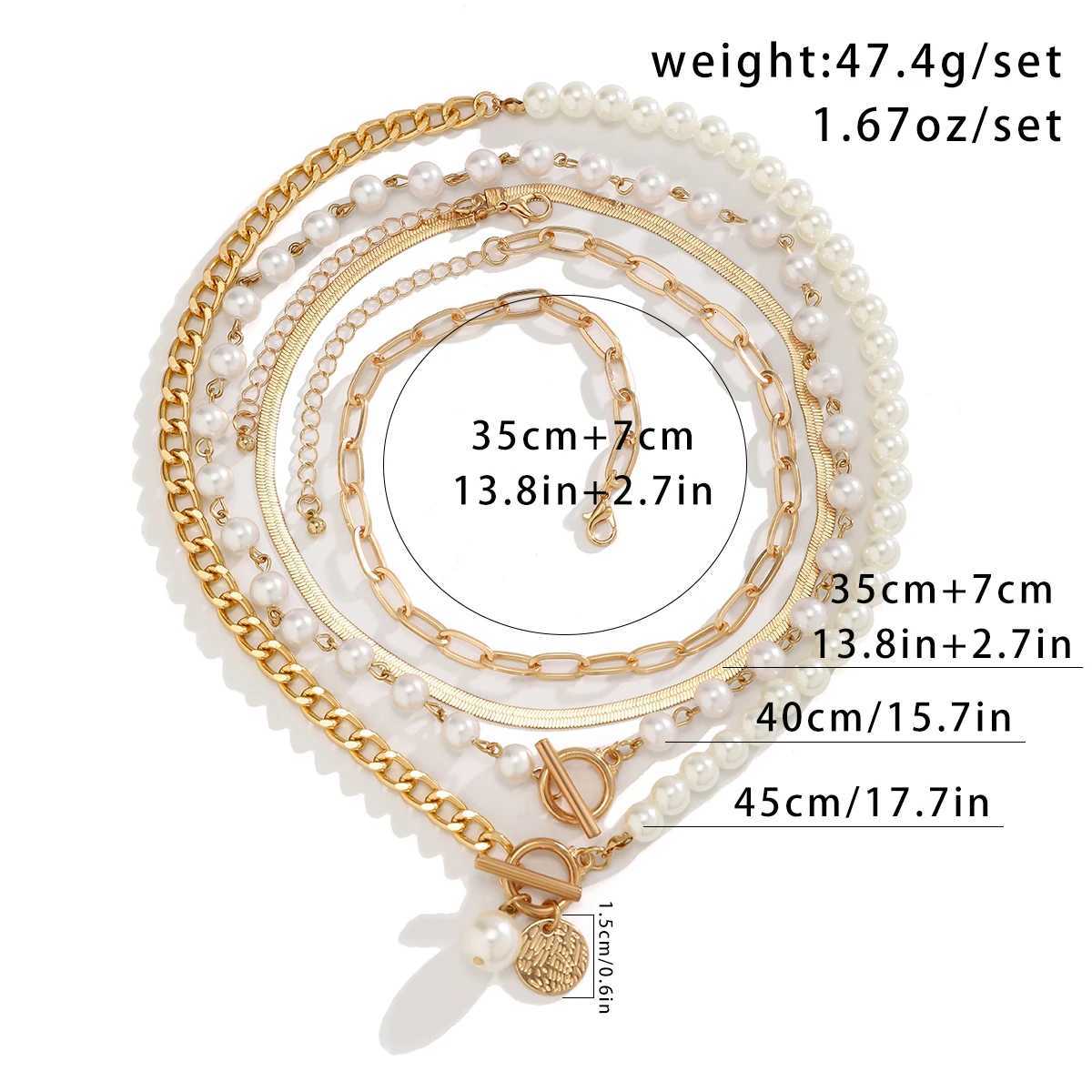 Layered Imitation Pearl and Thick Chains Choker Necklace for Women Trendy Beaded Chains on Neck Accessories 2023 Fashion Jewelry XJ250717