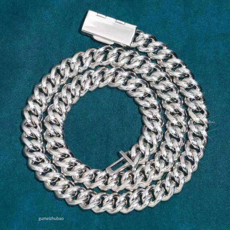 Iced Out 3rows 12mm 14mm 16mm 18mm 20mm VVS Moissanite Miami Cuban Link Chain Pass Dia Tester GRA Hip Hop Sier