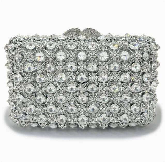 New Woman Bling Gems Evening Clutch Bags Lady Gold/Purple/Blue Dias Party Handbag Wedding Bag Bridal Handbags Crystals Purse