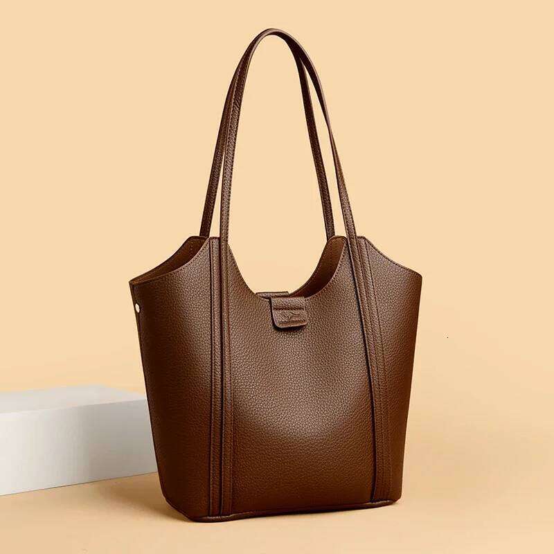 Elegant Women's Handbag Quality Leather Top-Handle Ladies Solid Color Shoulder Crossbody Bag Casual Tote Purse Messenger Sac