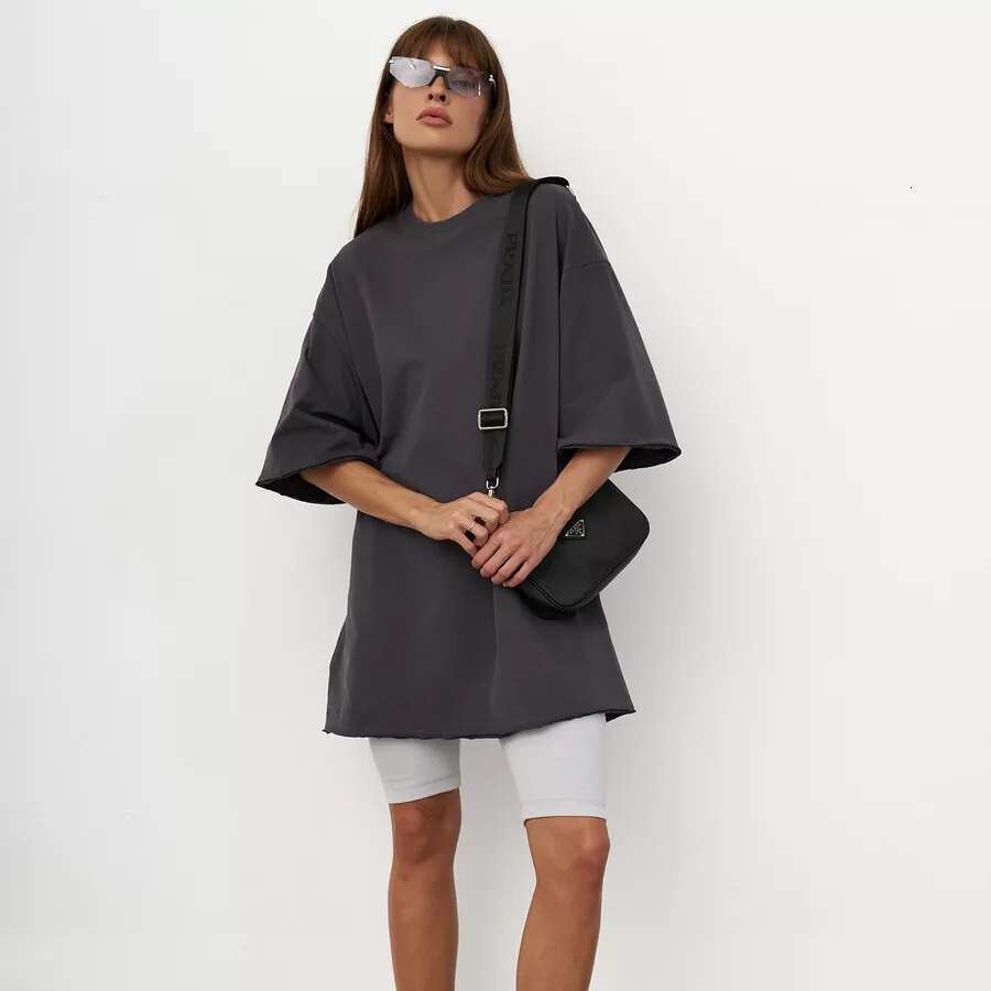 Spring/Summer New 260G Pure Cotton T-Shirt Solid Color Short Sleeve Women Loose Fit Oversized240003 B5