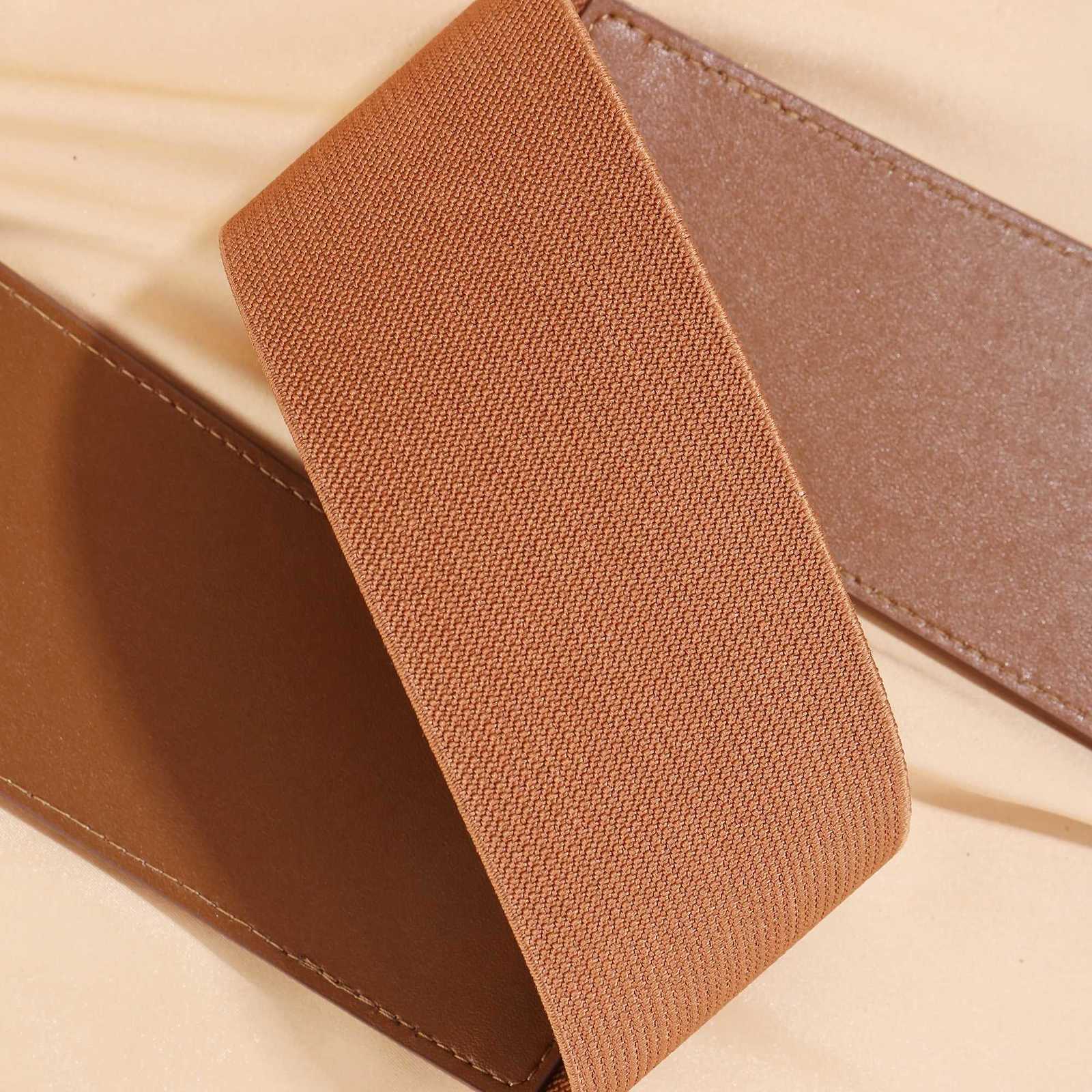 New Womens Suede Elastic Belt Wide Stretchy Belt Vintage Sliver Buckle Belts Fashion High Waist Belts W250717