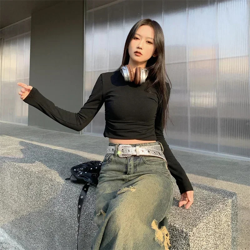 Y2K Women Fashion Solid Print Studded Full Rhinestone Belt PU Leather Bling Crystal Adjustable Glitter Waistband for Club Party 250717