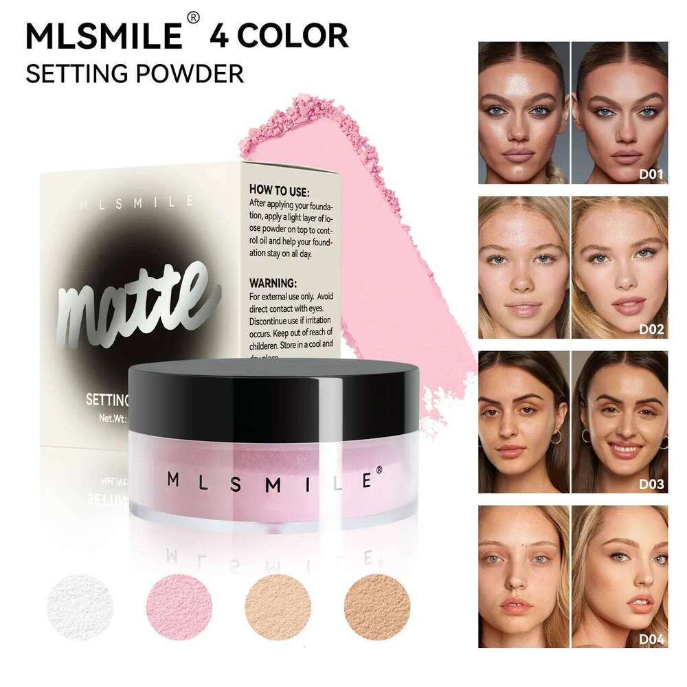 4 Colors Loose Waterproof Oil-Control Matte White Finish Compact Setting Powder Long-Lasting Transparent Pink Face Makeup X250717
