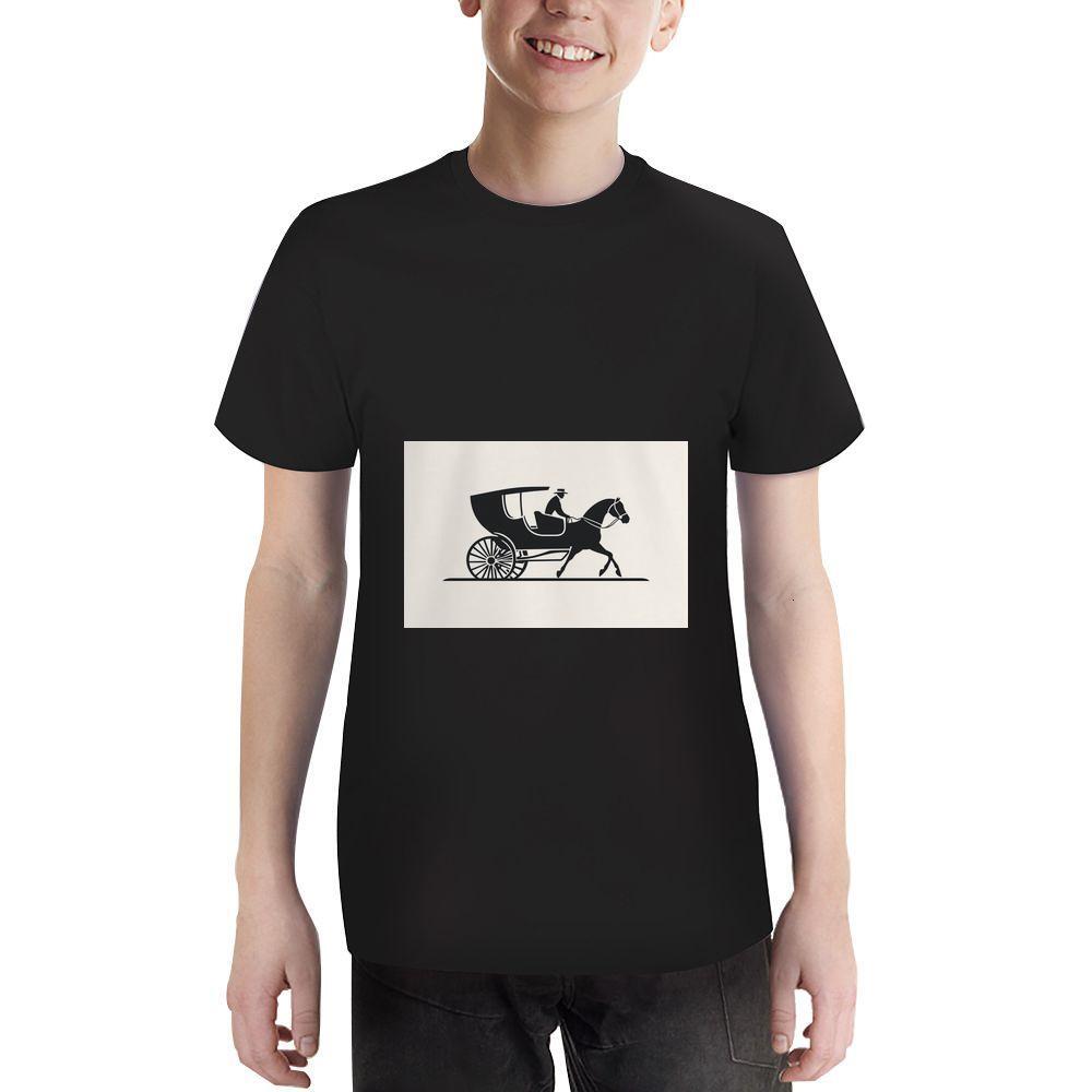 ddmywed Boy and girl Children's T-shirt T-shirt with an image of man riding a horse