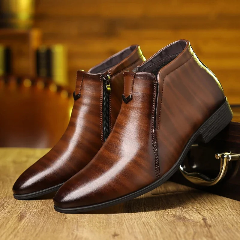 Retro Men Ankle Boots High-top Men Leather Shoes High Quality Non-Slip Motorcycle Boots Fashion Zipper Men Boots Big Size 250715