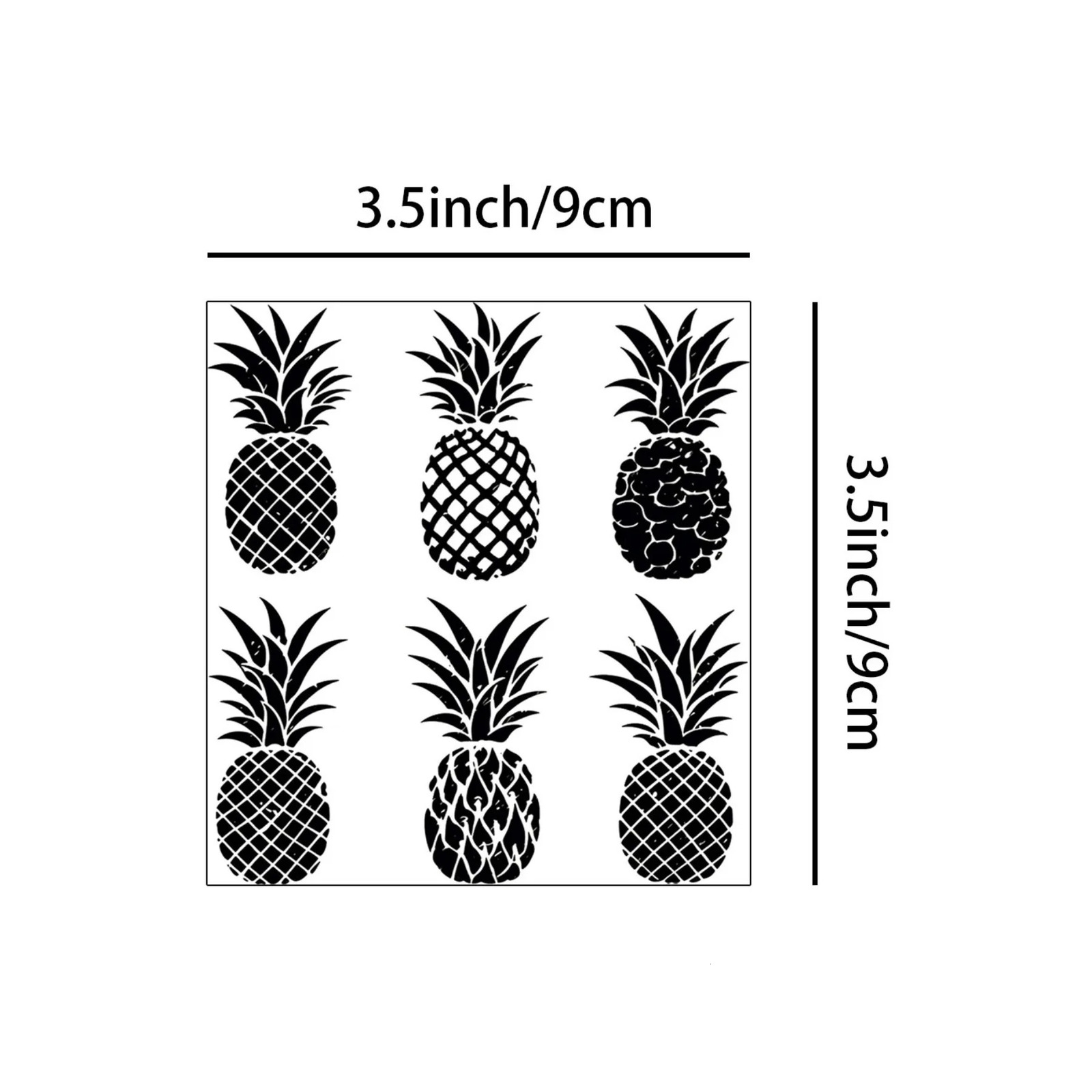 6 Sheets Temporary Tattoo for Men and Women Pineapple Black Hawaiian Hawai Summer 250714