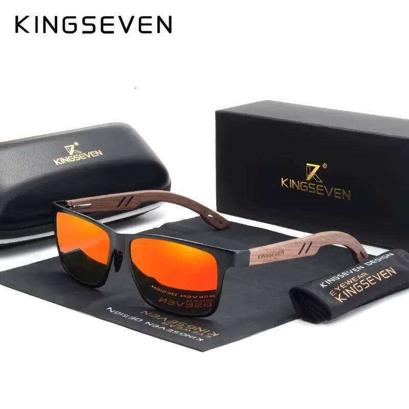 KINGSEVEN Brand Wooden Sunglasses High Quality Rectangle Frame Men Women's UV400 Polarized Lens Glasses Retro Eyewear