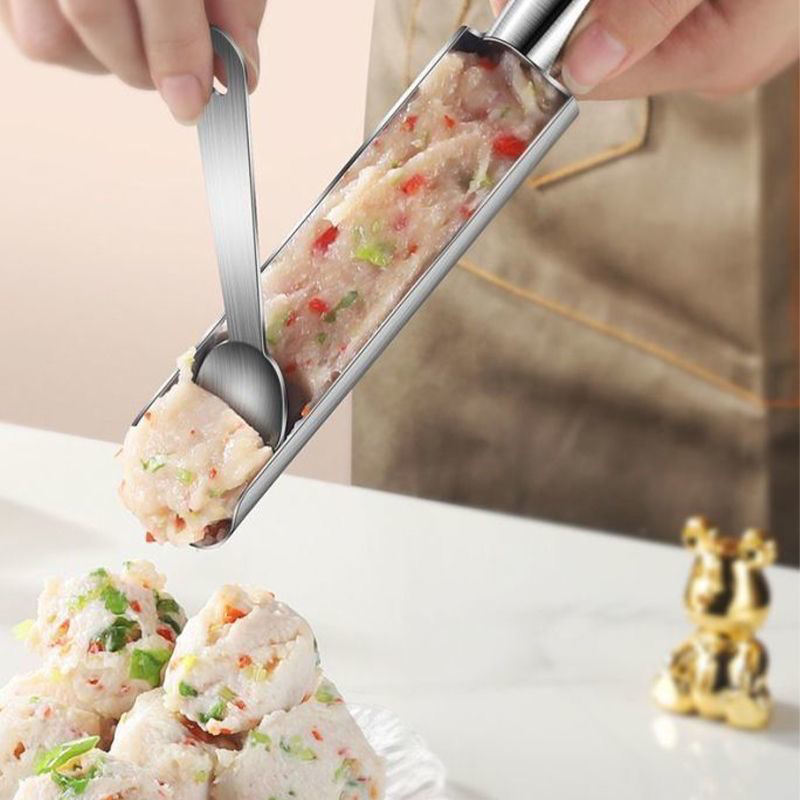 Three-tube meatball maker, 304 stainless steel, household fish ball and shrimp paste mold, rice ball and meat filling cooking scoop
