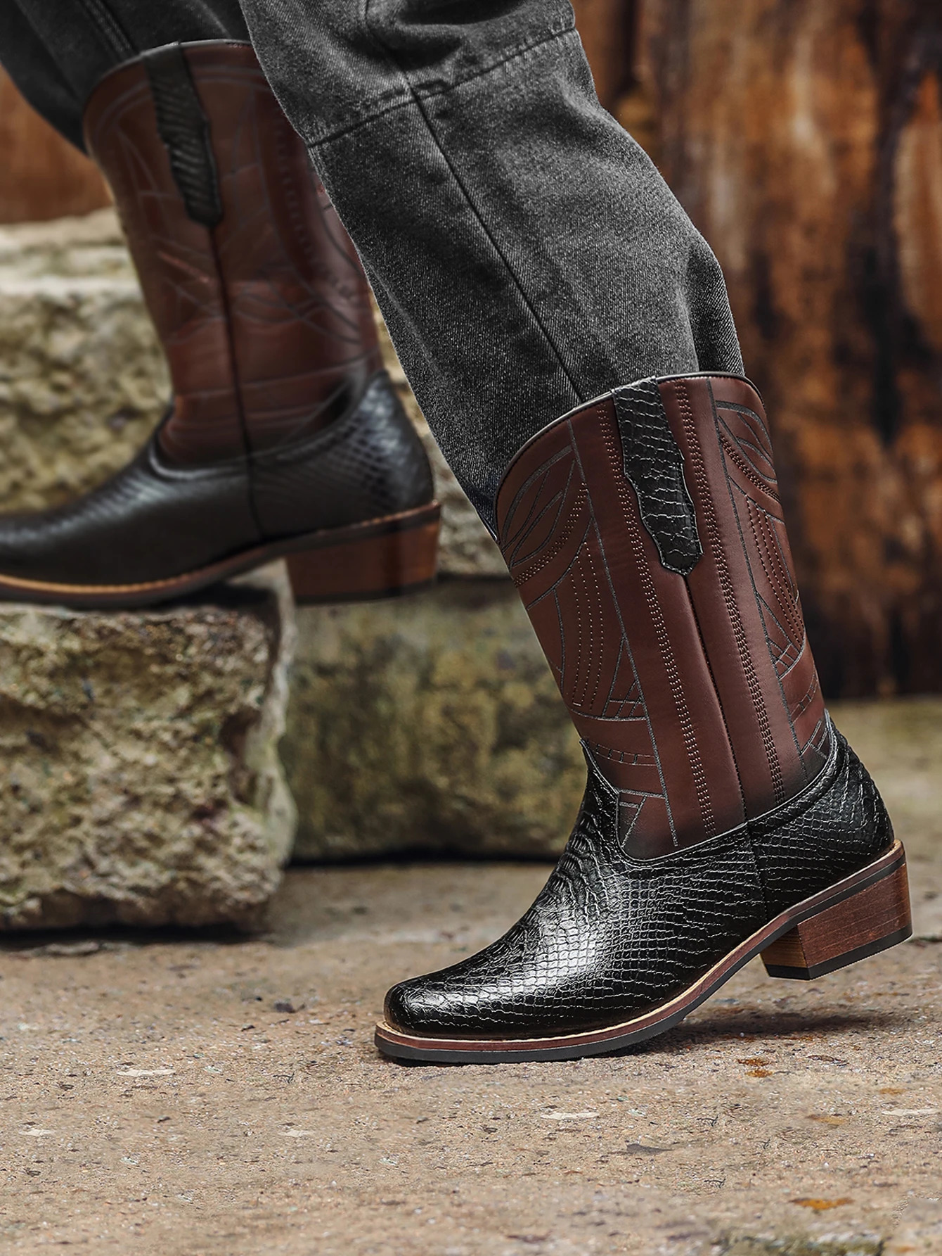 Cowboy Boots For Men Western Boot Mens Cowboy Boots With Square Toe Cowboy Pull-on Boots 250715