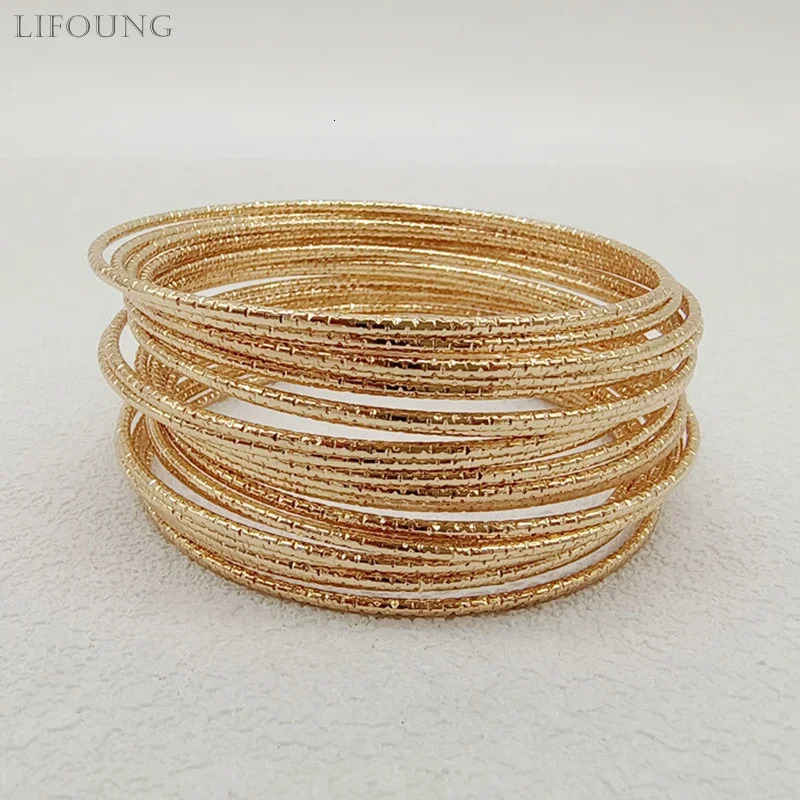 20 Pieces Textured Metal Bangles Set For Women Fashion Jewelry Heavy Trendy Styles Wholesales Accessories Party Gifts 690 250717