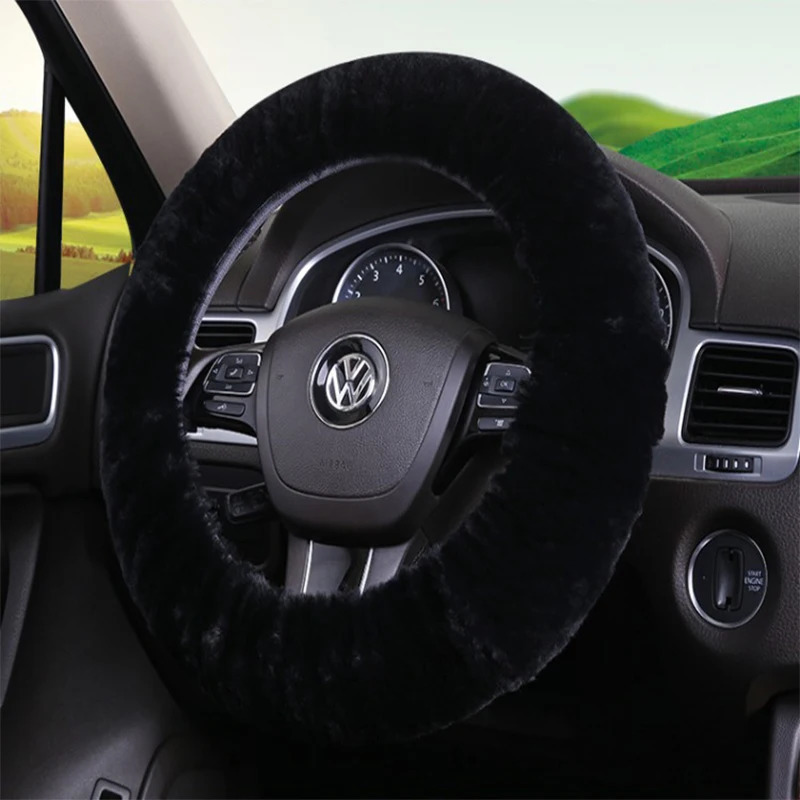 OFLBA Real Fur Car Steering Wheel Cover Auto Australian Sheepskin Steering Wheel Covers Universal Warm 250715