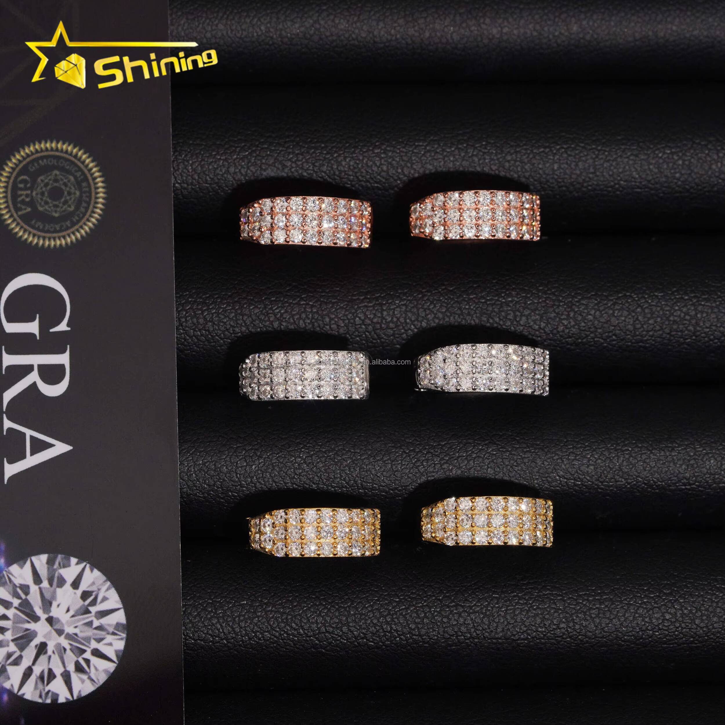 Popular Style Drop Shipping Bulk Stock 2Rows Vvs Moissanite Diamond Hoop Earrings Hip Hop Iced Out 925 Silver Hoop Earrings Man