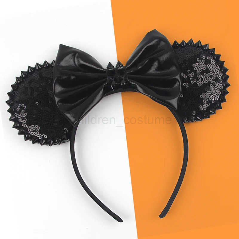 Disney New Halloween Mouse Ears Headband for Girls Women Sequin 5 Bow Hairband Girls Party Festival Gifts DIY Cosplay Hair Accessories W250717