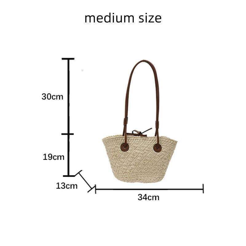 Retro Casual Style Large Capacity, Women's One-Shoulder Hand-Woven Straw Travel And Vacation Beach Woven Bag Shoul