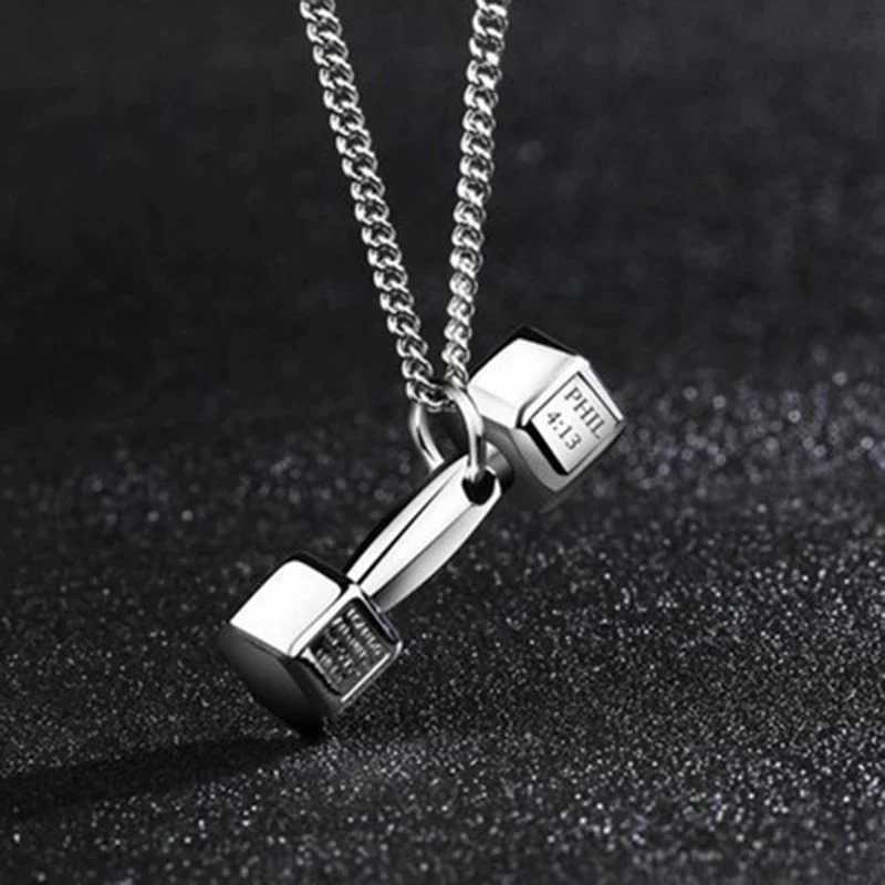 2025 New Gym Dumbbell Pendant Necklace Bodybuilding Necklace Men and Women Sports Barbell Dumbbell Gift Holiday Gift S403 XJ250717