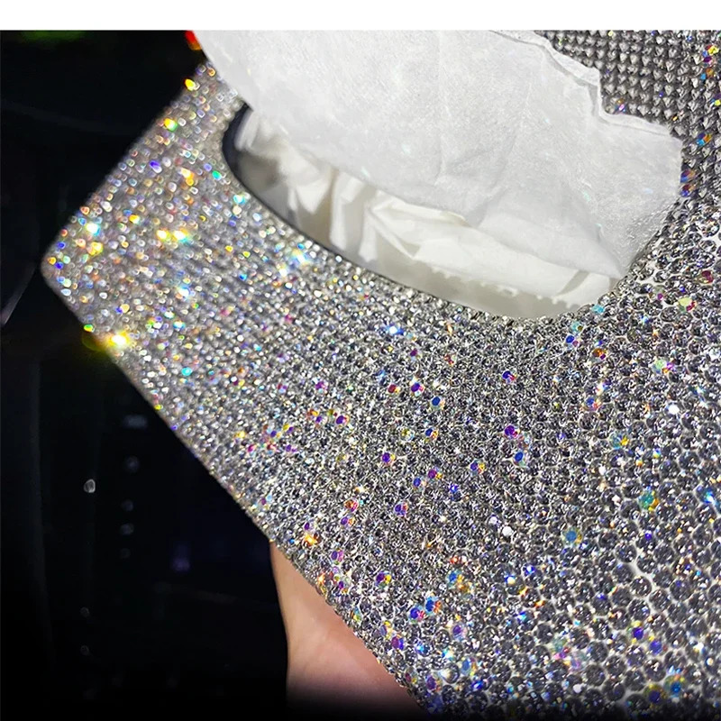 Car Diamond Crystal Tissue Box Napkin Holder Tissue Pumping Paper Box Toilet Paper Towel Storage Box Home Decor Auto Accessories 250715