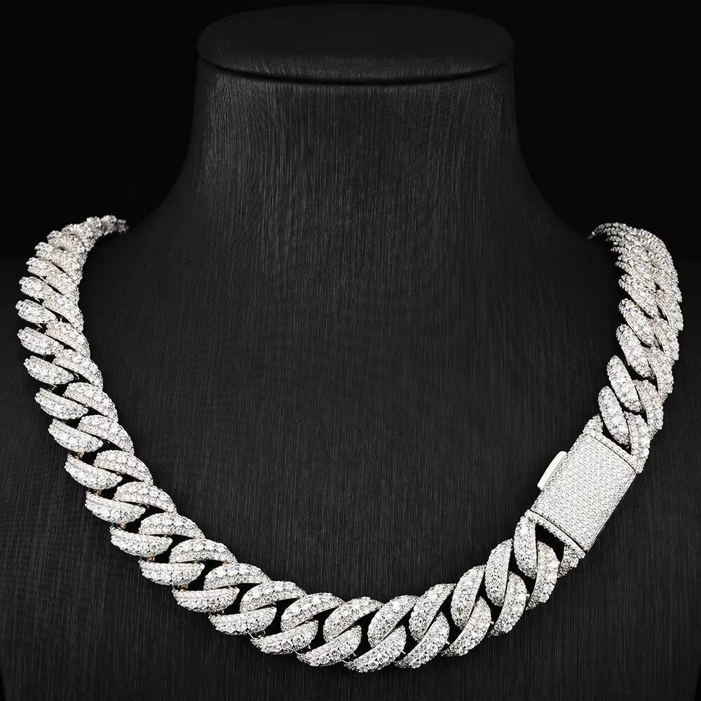 JWY Fully Iced Out 14mm Cuban Chain VVS Moissanite Hip Hop Jewelry for Rappers New Style Necklace