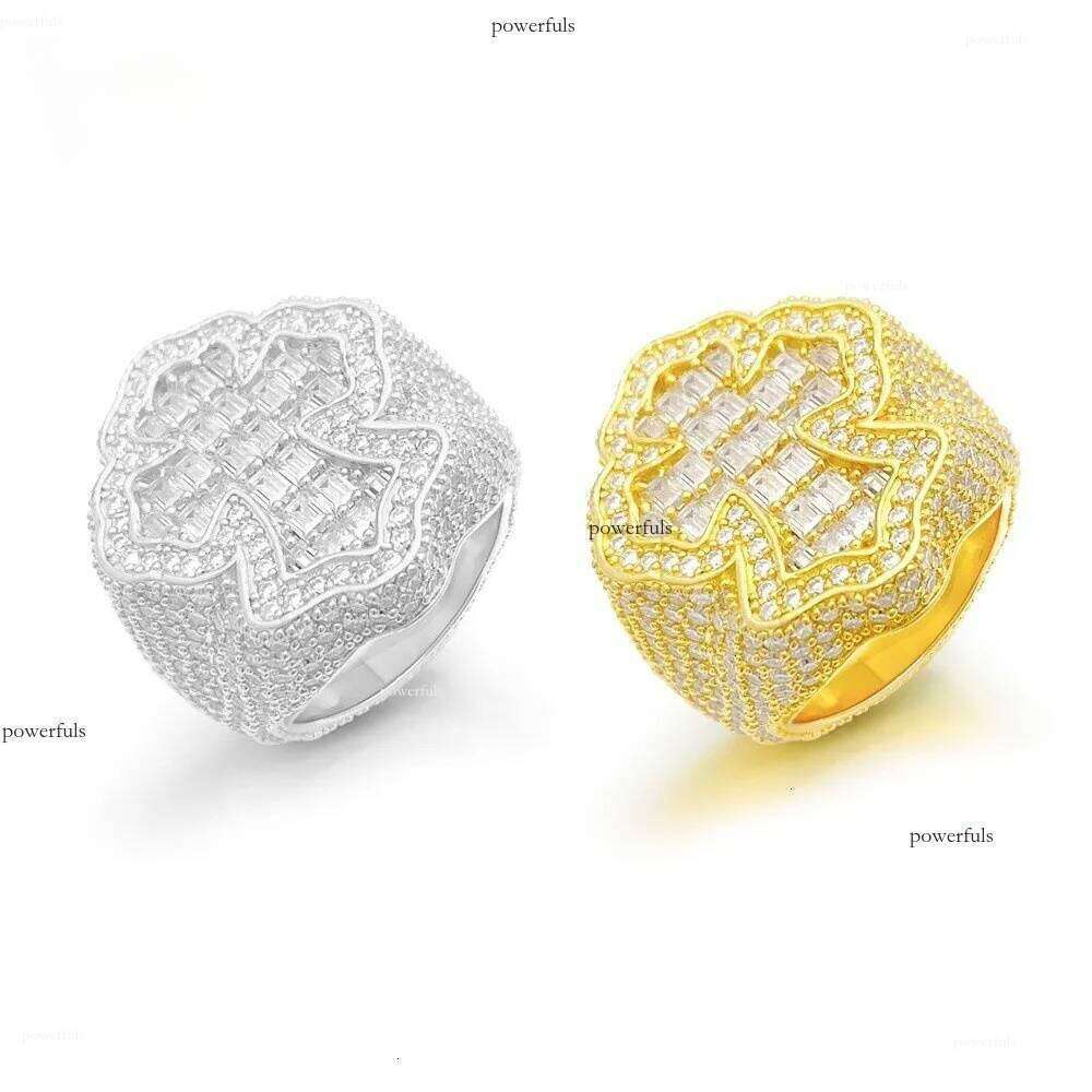 Zhenxuan s Sier Inlaid VVS Moissanite Hip Hop Cross Ring Fashion Trend Essential Ins Jewelry