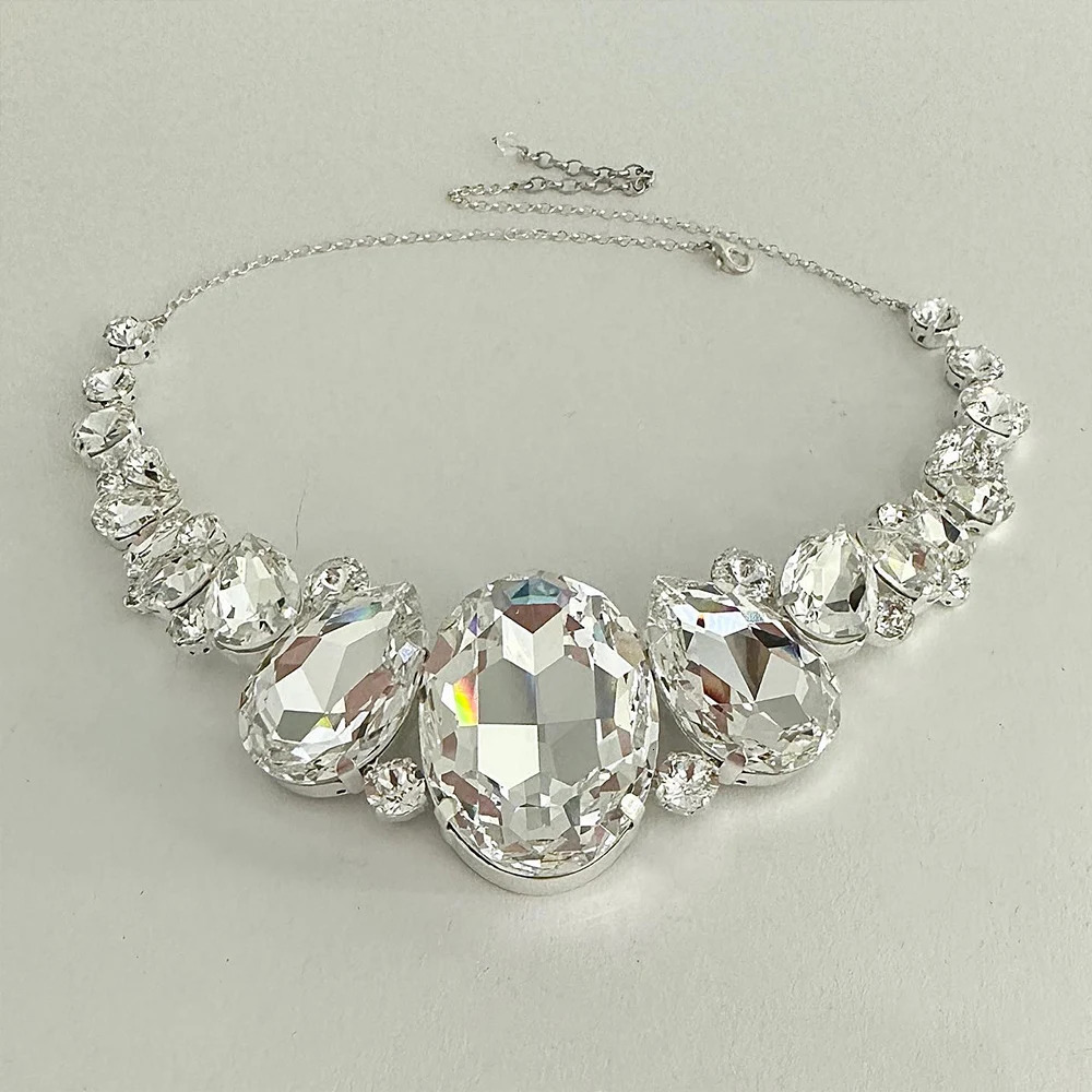Stonefans Sparkly Geometric Choker Chain Necklace High Quality Banquet Fashion Rhinestone Collar Chain for Women Party 250716