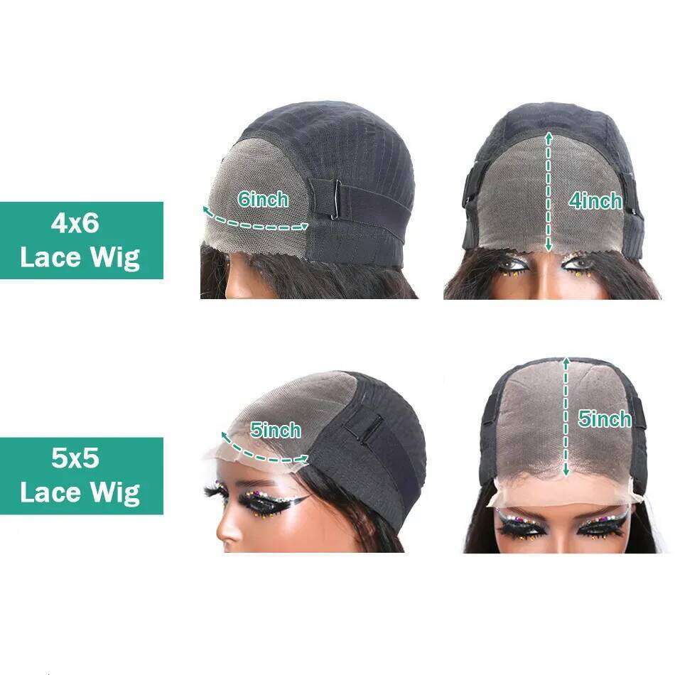 Glueless 5x5 4x6 Cut Closure Wig Human Hair Brazilian Ready to Wear Body Wave Transparrent Lace Front Wigs Pre Plucked