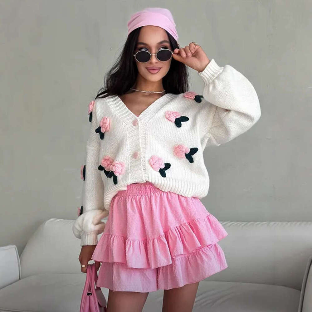 Ruffle Summer New Korean Style Polka Dot Solid Color High Waist Cotton Shorts Skirt B5