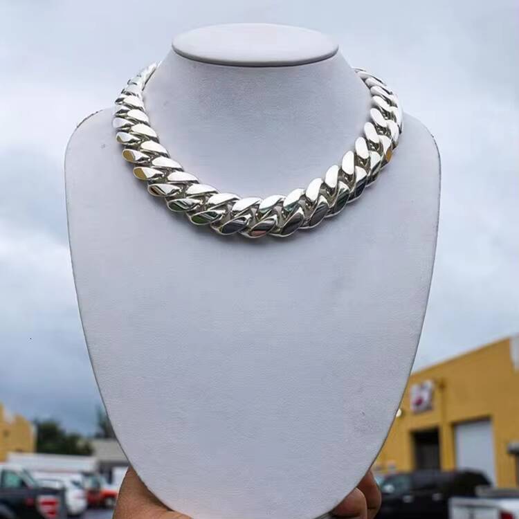 Custom Rose Gold Plated 24MM Wide Miami Cuban Link Chain Solid Silver Men Chain Moissanite Lock Cuban Chain Necklace Jewelry