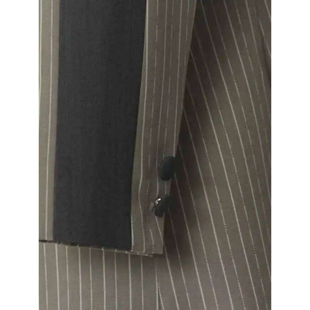 EAM Green Striped Color-Block Elegant Blazer Women New Lapel Long Sleeve Jacket Fashion Tide Spring Autumn 2025 1Dh6394