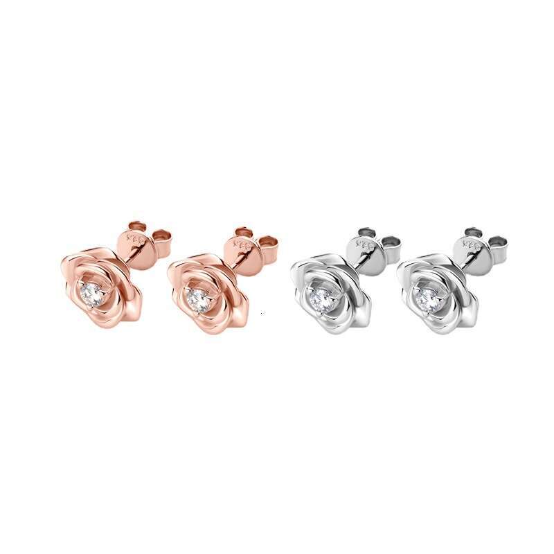 INS Fresh Rose Gold D Color Moissanite Earrings Sier Jewelry High-End Design 722