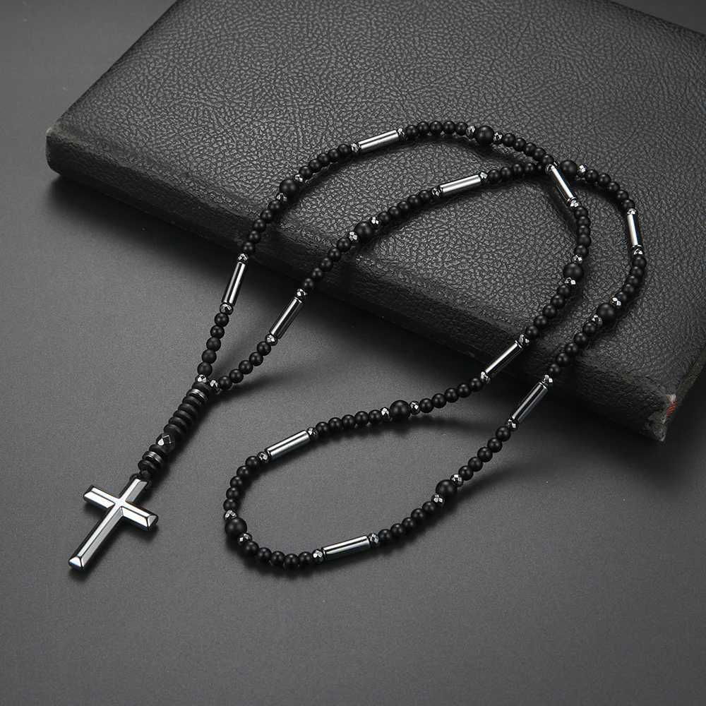 Cool Black Thin Chain Cross Pendant Necklace for Men and Women N075 XJ250717