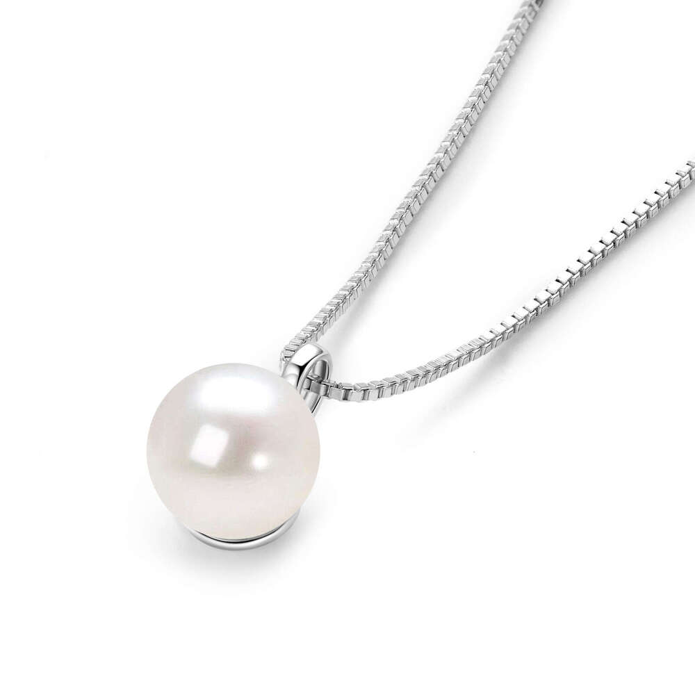 Perfect Round Natural Freshwater Pearl Necklace For Women, Pure Sier Simple Elegant Pendant, Tiktok Live Streaming B3c