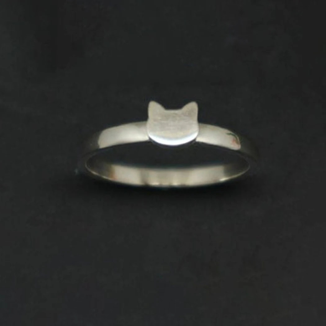 2 Pcs Cat Ring Set For Couples Matching Rings Him Her Cute Kitty Anniversary Dainty Stacking Couple Gift 250704
