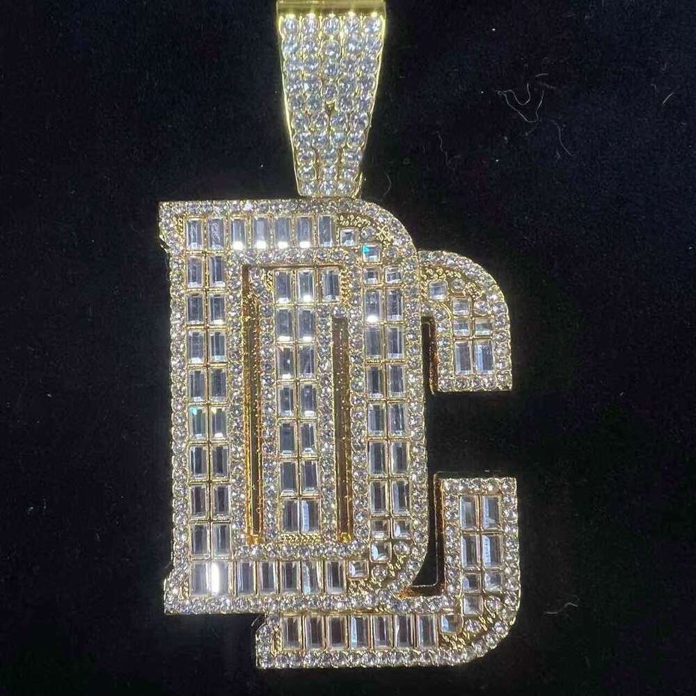 Rhinestone Letter Pendant Hip-Hop Trendy Personality Alloy Cuban Chain Fashion Creative Inlaid Dia Necklace