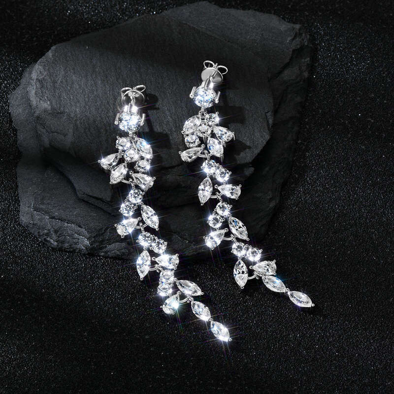Internet Celebrity Light Ultra Shiny Tassel S Pure Sier Niche Fresh Versatile Zircon Earrings 255
