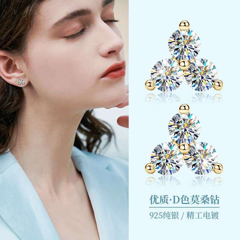 New Simple Elegant High-End Clover Earrings For Women, Pure Sier Moissanite Ear Jewelry A15