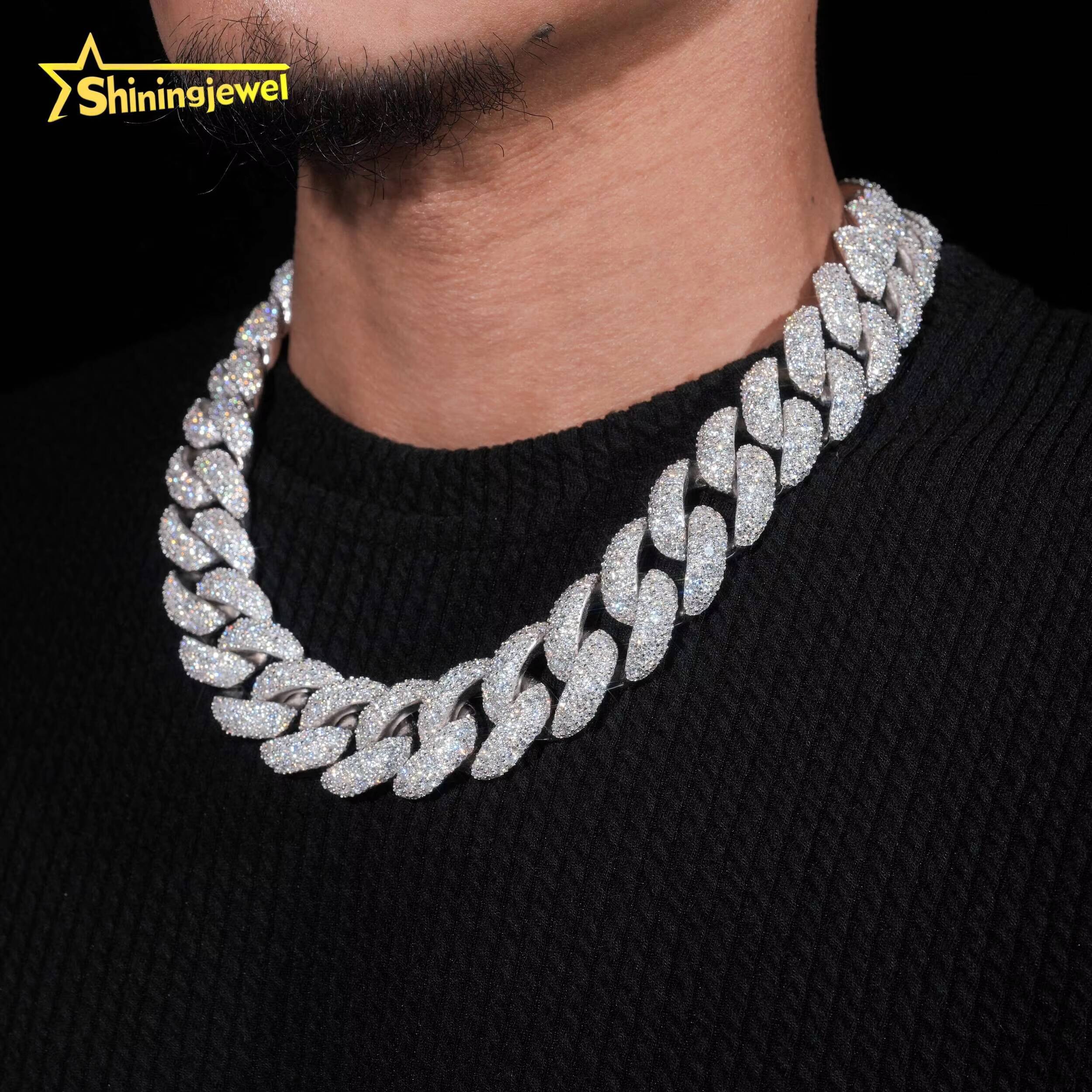 Luxury Chunky Mosaic 23mm Cuban Links Top Quality Chunky Heavy Rapper Jewelry Iced Out Moissanite Diamond Cuban Link Chain