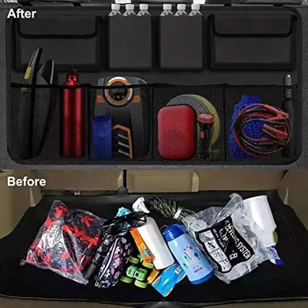 Car Trunk Organizer Adjustable Backseat Storage Bag Net High Capacity Multi-use Oxford Automobile Seat Back Organizers Universal 250715