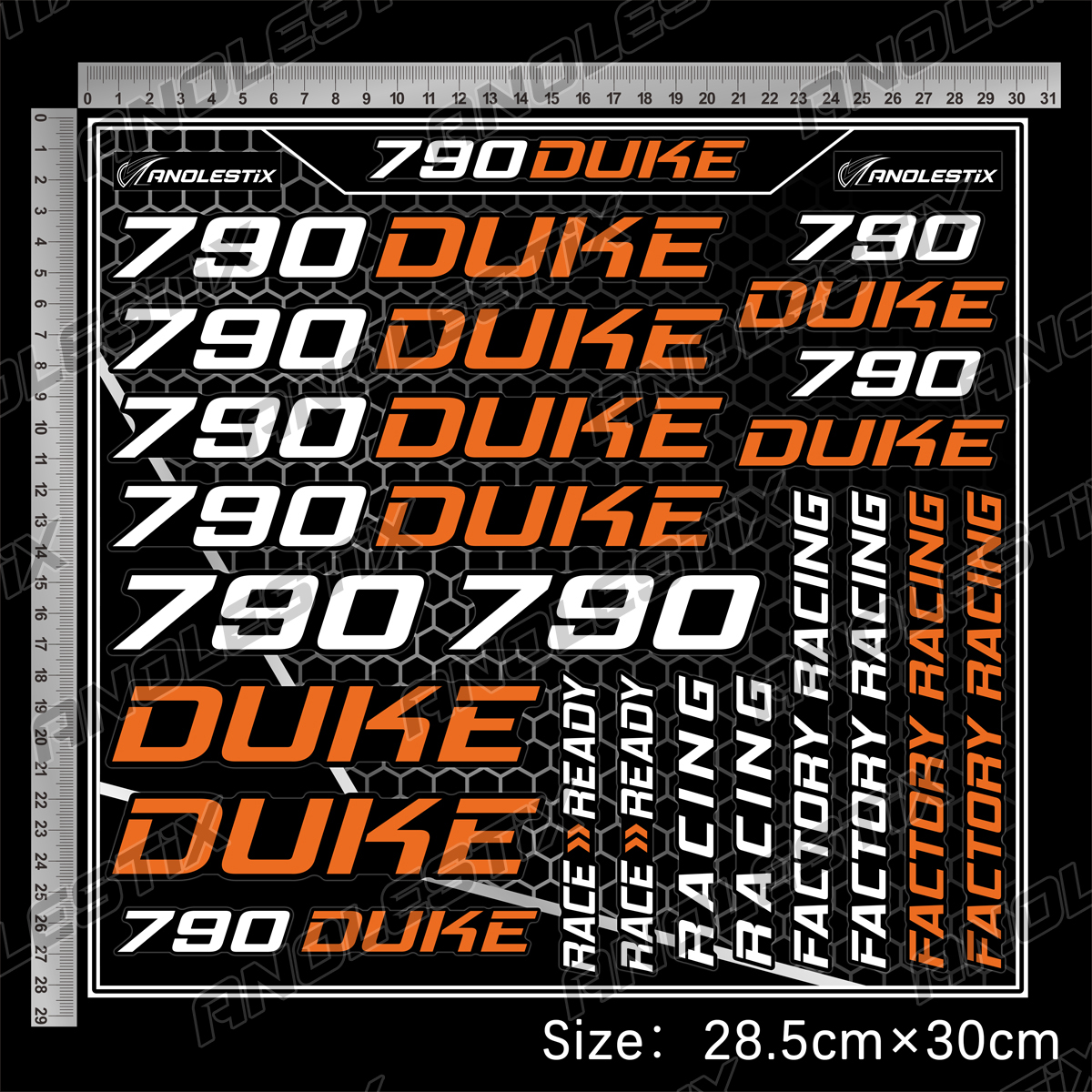 AnoleStix Vinyl Motocross Motorcycle Stickers Logo Set Emblem Tank Helmet Decals For KTM Duke 790