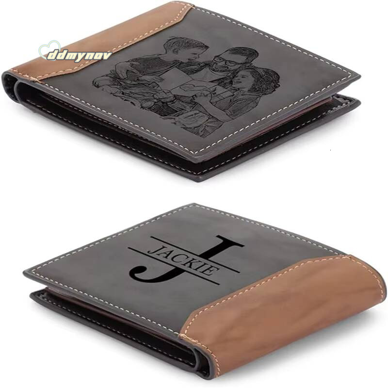 Custom Name Picture Card Holder Anniversary Birthday Gifts Men Gift for Husband Fathers Day Bifold Wallet ddmynov