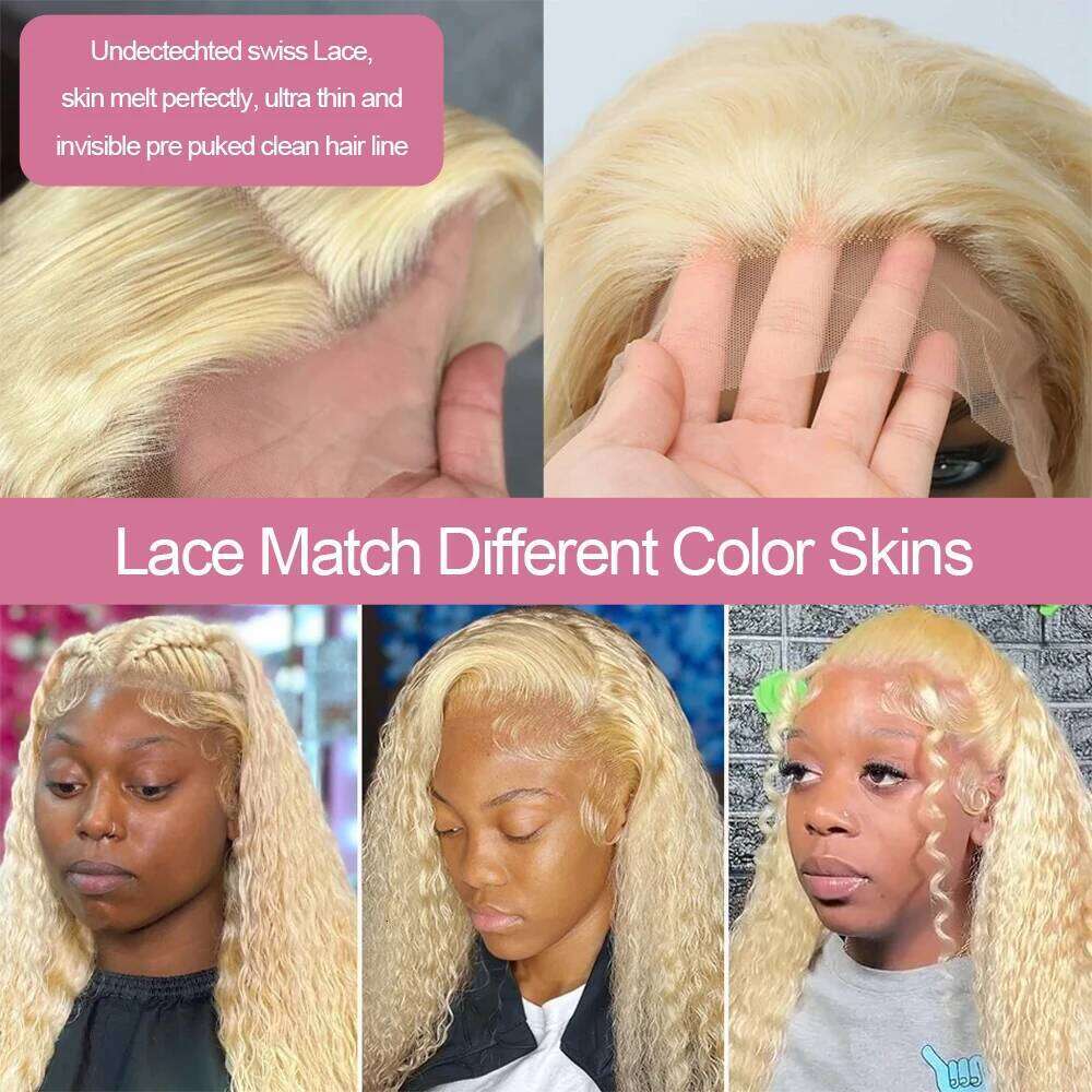 Deep 13x6 HD Frontal Human Hair Wig 30 40 Inch Curly 613 Honey Blonde Water Wave 13x4 Lace Front Wigs For Women 250%