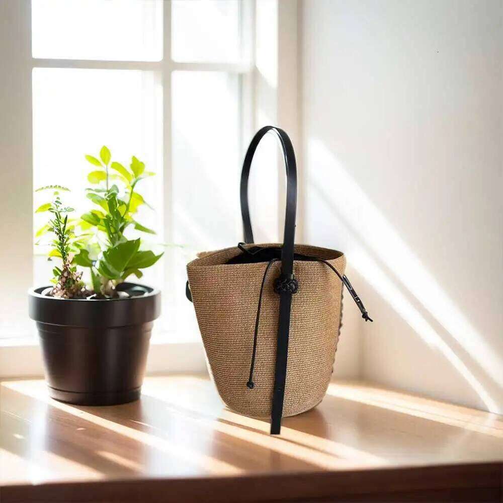 Woven Straw Women with Adjustable Strap Summer Beach Solid Shoulder Bag Cute Handbag for Travel Shopping