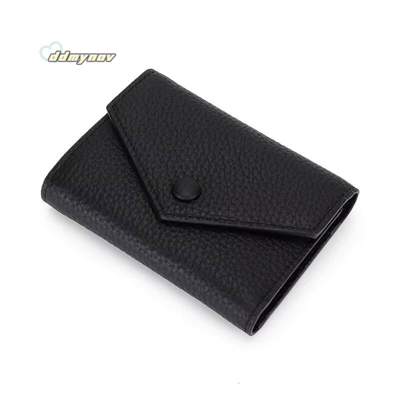 Free Custom Genuine Leather Womens Foldable Cowhide Short Fashion Envelope Triple Fold Purse Wallet ddmynov
