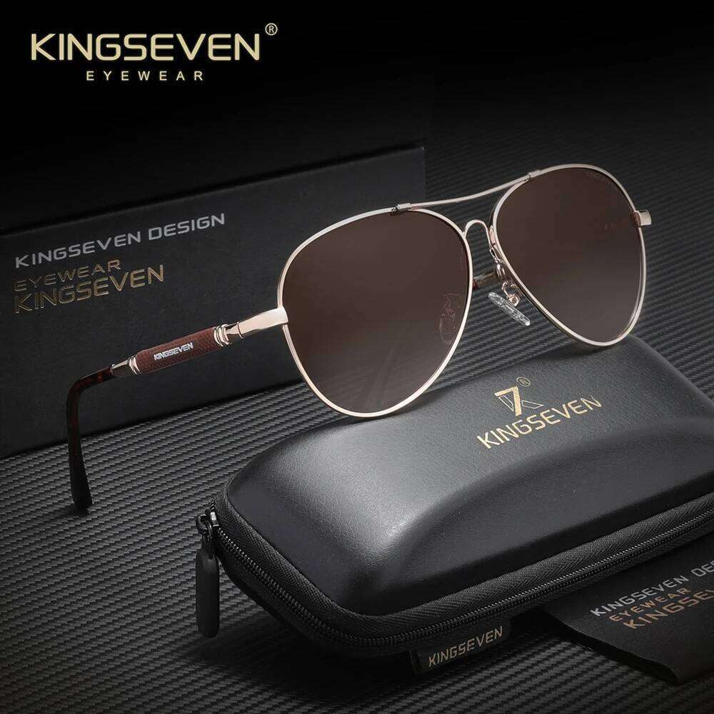 KINGSEVEN Pilot Sunglasses Quality Titanium Alloy Polarized UV400 Trendy Glasses For Men Women Driving Eyewear
