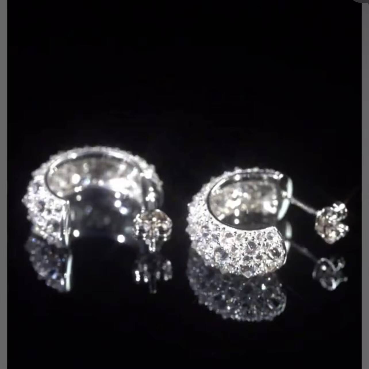 GRA Certificated Pass Diamond Tester Men Earrings 925 Sterling Silver Upside Down Mosaic Setting Diamond Hoop Huggie Earrings