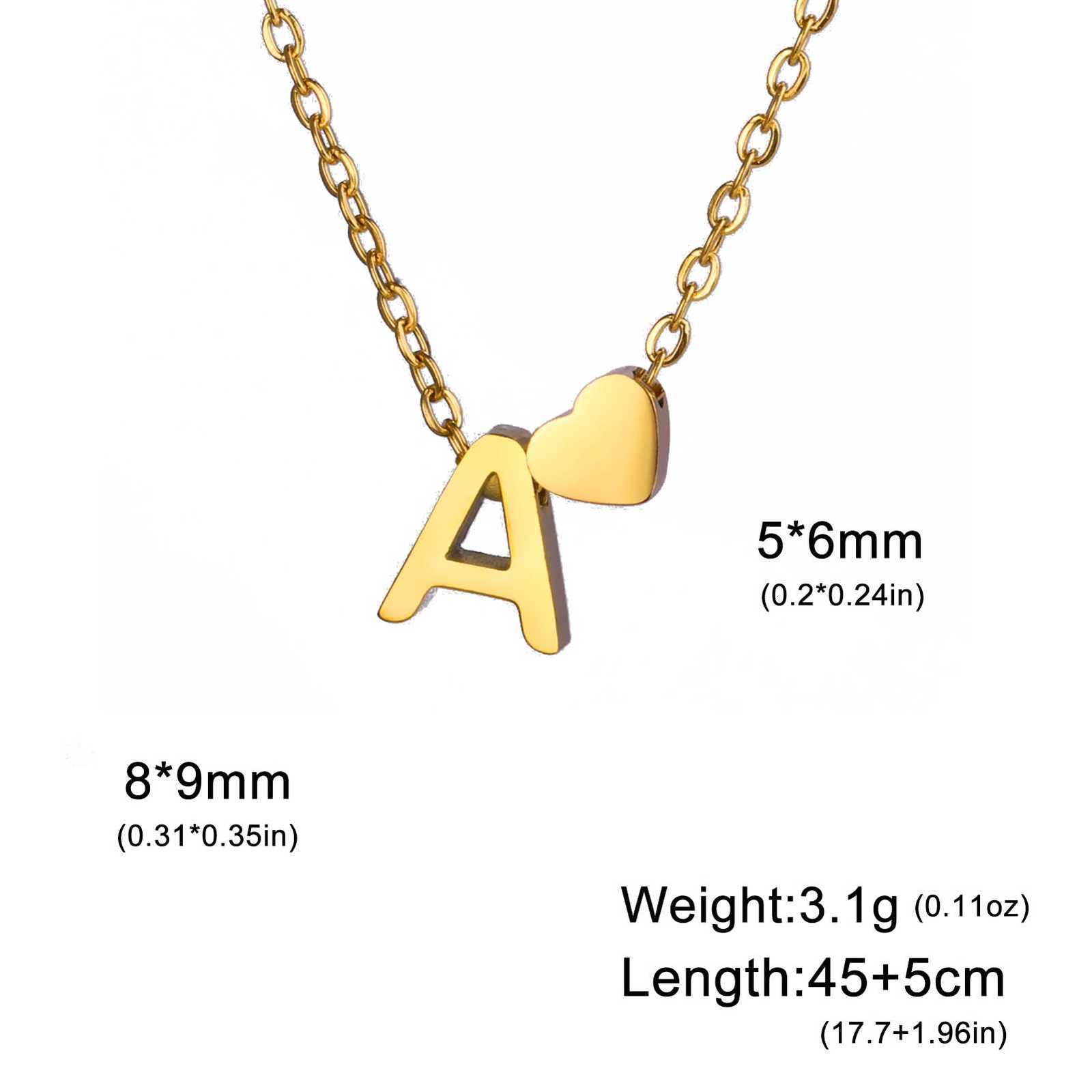 Cazador Initial Letter Mini Heart Pendant Necklace for Women Stainless Steel A-Z Alphabet Choker Chain Jewelry Christmas Gift XJ250717